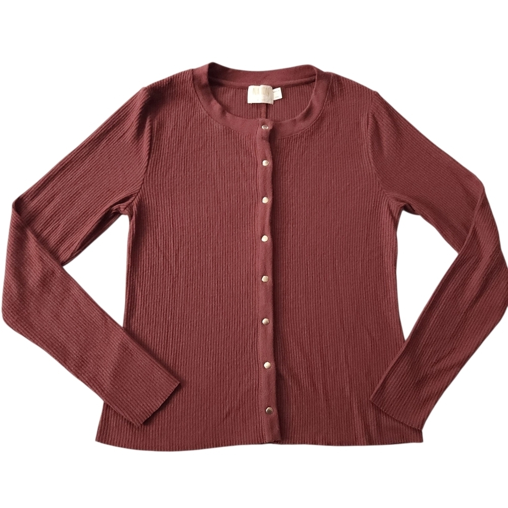 NATION LTD Nona Cardigan Sweater in Red Maroon Full Button Front size Medium - Picture 2 of 5